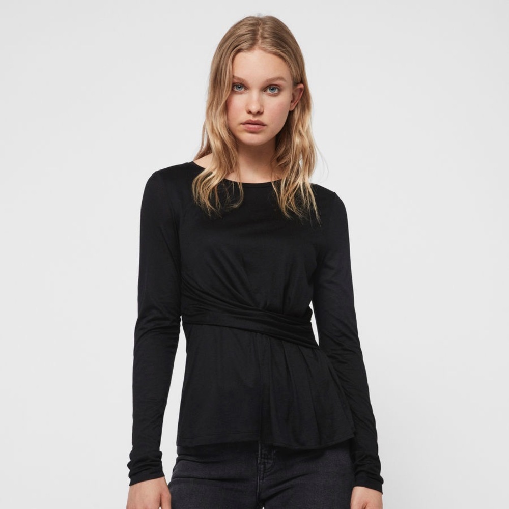 EUC AllSaints Black Limera Top - Medium